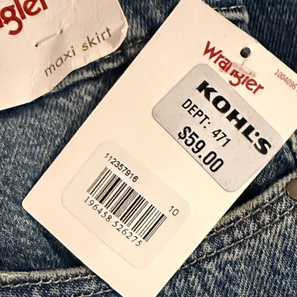 Wrangler Tall Front Slit Retro Blue Denim Long Maxi Skirt NWT - Picture 10 of 13